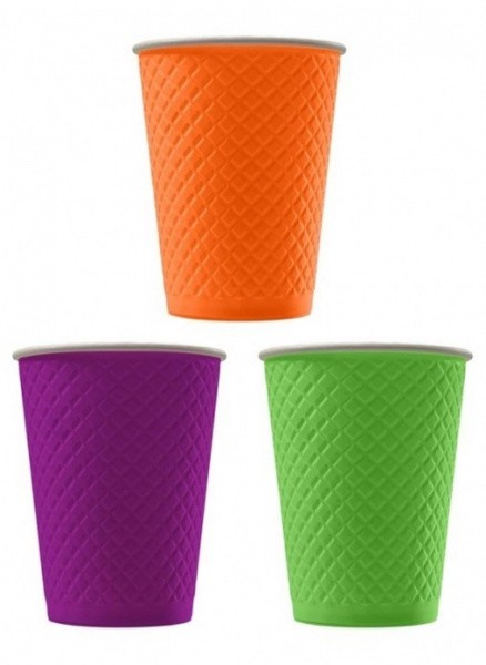 Двухслойный бумажный стакан с конгревом "Соты" цветные 250 мл для чая, кофе, воды 80*56*92 мм
