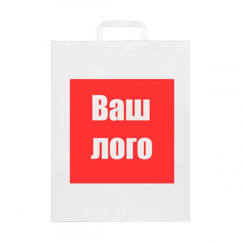 Крафт пакет с плоскими ручками, 350x150x450 белый