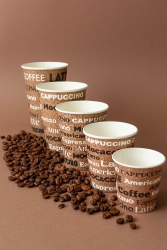 Однослойный бумажный стаканс дизайном "COFFEE" 185 мл для эспрессо, небольших порций, вендинга. 73*50*81 мм
