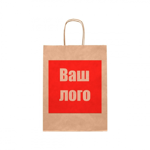 Крафт пакет с кручеными ручками и прямоугольным дном 220*120*250 мм 70 г/м2 бурый