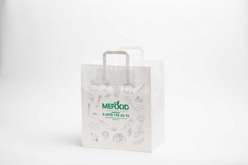 Крафт пакет с плоскими ручками, белый 350x150x450 мм